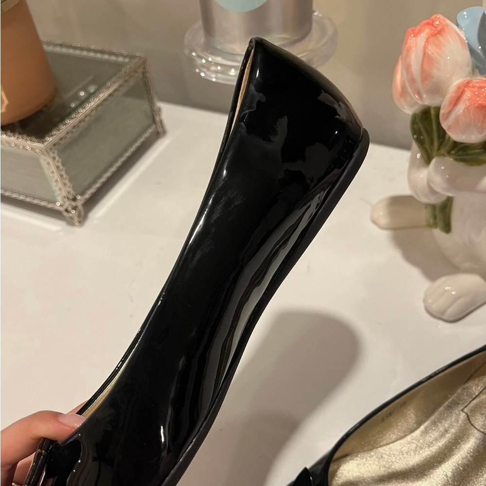 Roger Vivier Black Pantent Leather Buckle Ballerina Trompette Flats Shoes - Picture 4 of 7